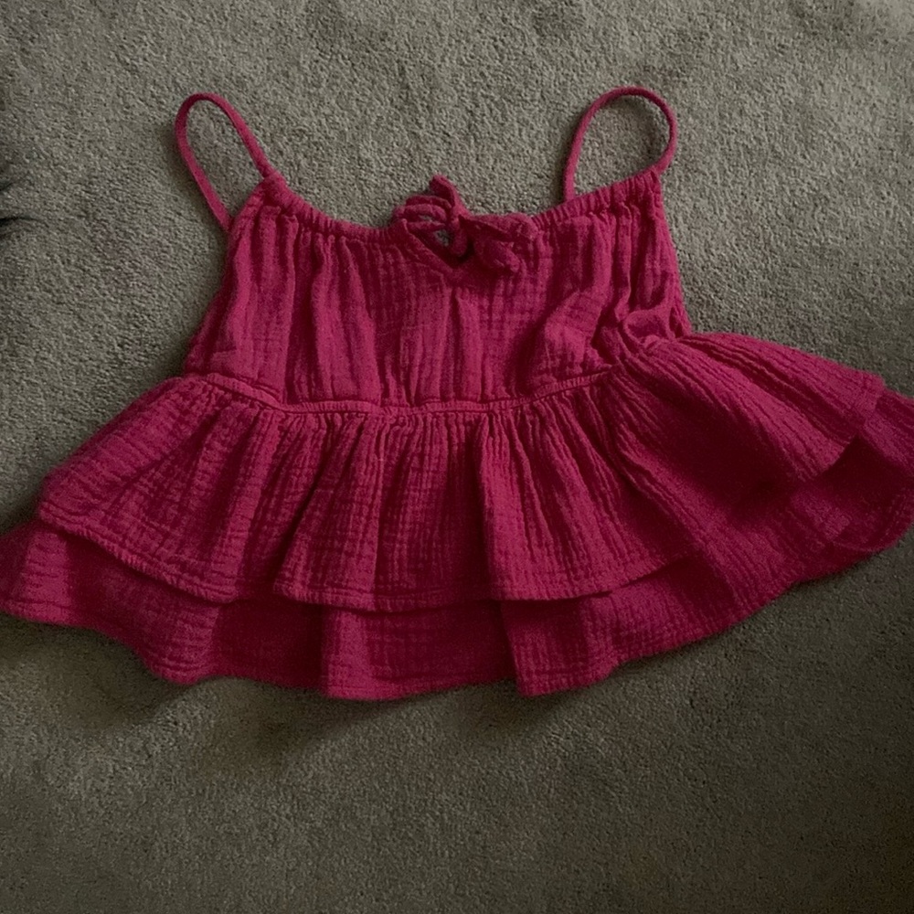 Pink Ruffled Sleeveless Top